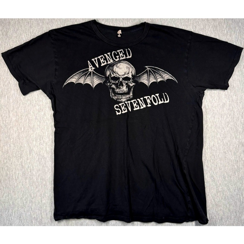 AVENGED‎ SEVENFOLD Deathbat T Shirt Black Band Tee Size L Grunge Metal Rock